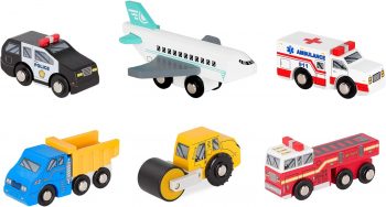 Battat – Miniature Toy Cars – 6Pcs Wooden Minis – Classic Rescue & Construction...