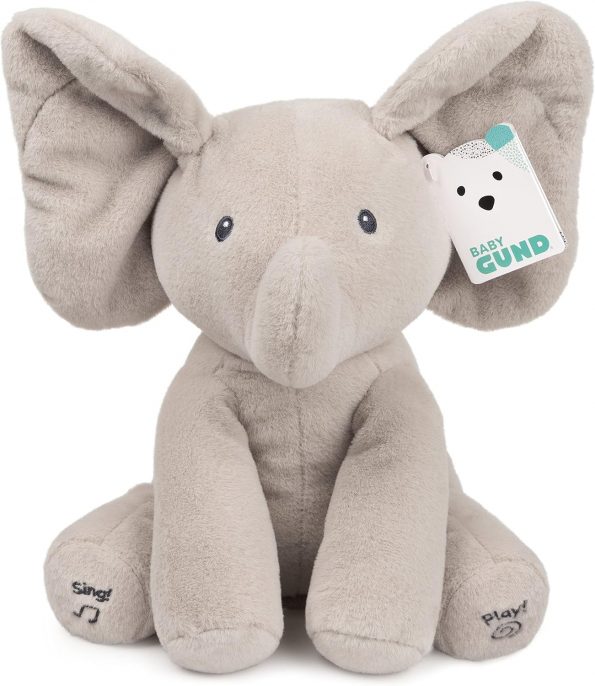 Baby GUND Animated Flappy the Elephant Plush, Singing Stuffed Animal Baby Toy for Ages 0 and Up, Gray, 12″
