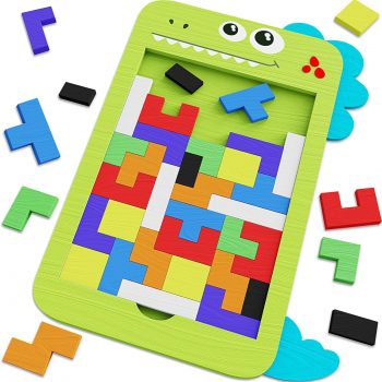 40 Pcs Wooden Blocks Puzzles, Jigsaw Puzzles, Wooden Brain Teaser IQ Game Toy, Educational...