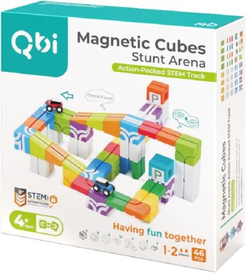 QBI Magnetic Blocks STEM Building Toys for Kids Ages 4-8 | 3D Magnetic Building Blocks with 2 Cars | Educational Montessori Sensory Cubes for Boys & Girls | Birthday Gift for Age 3 4 5 6 7 8 (46PCS)