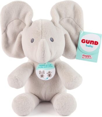 GUND Baby Peek-a-Boo Flappy 7-Inch Elephant Squeeze-Activated Plush Toy